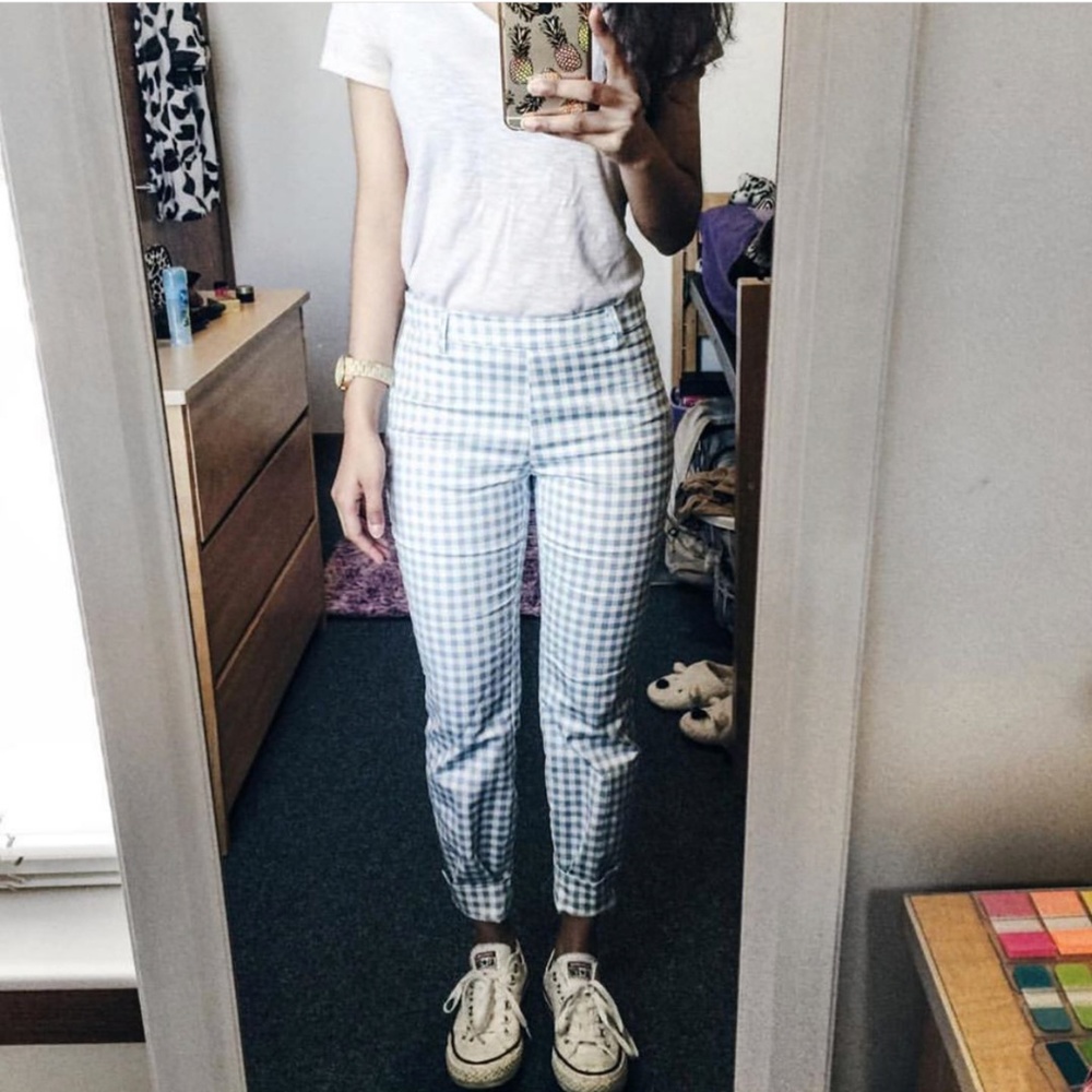 H&M blue gingham pants